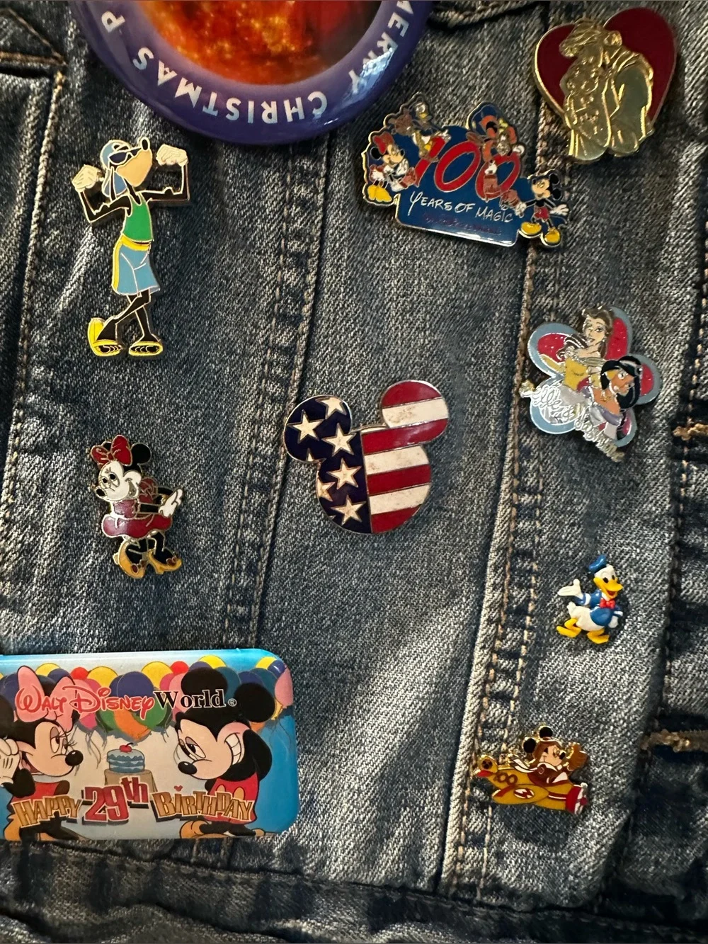 Kids Denim Vest Jacket with Disney Pin Collection - Blue